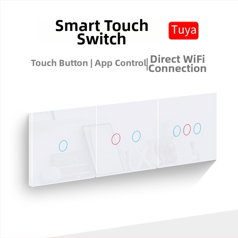 Pametni WiFi prekidač za kućnu upotrebu – jednovodično/neutralno, RF433 daljinsko upravljanje, Alexa tajmer, dodirni upravljanje (100-240V, 10A, razmak rupa 60mm, otporno na plamen ABS)