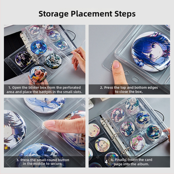 Akrilový stolný vystavovací binder na odznaky, priehľadný, prachotesný, veľký objem, PP kryt, voľný listový štýl, 1 vnútorná strana