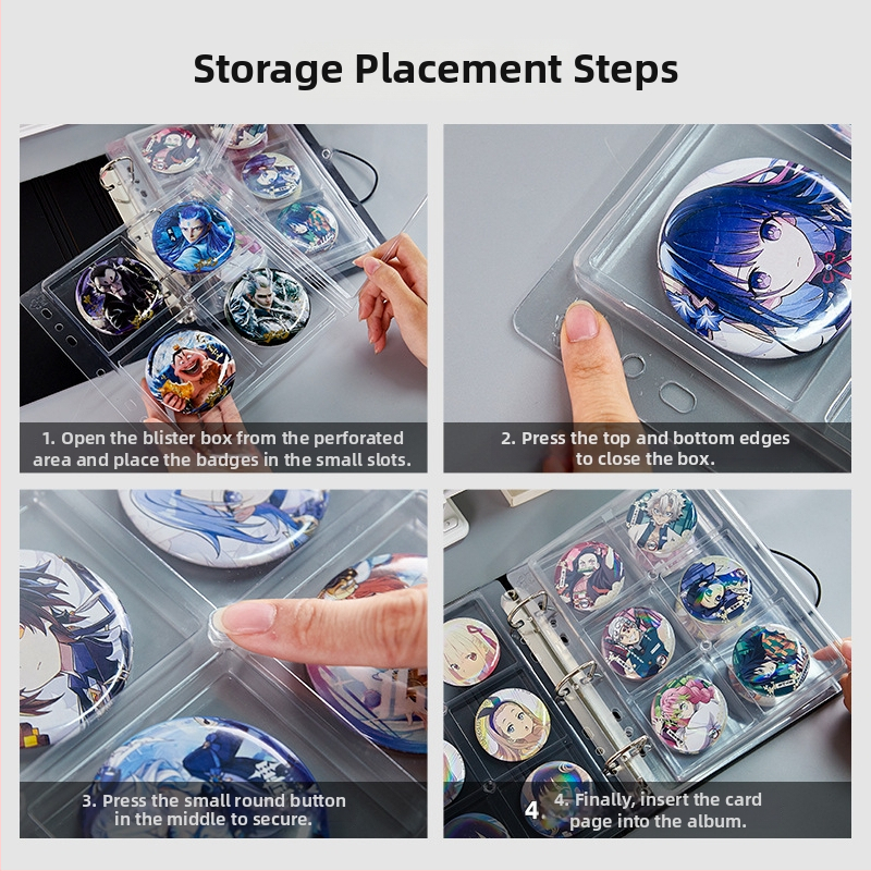 Akrilový stolný vystavovací binder na odznaky, priehľadný, prachotesný, veľký objem, PP kryt, voľný listový štýl, 1 vnútorná strana