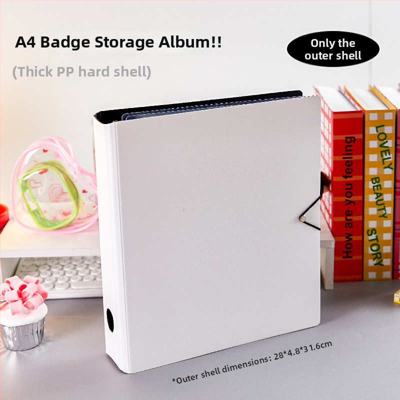 Akrilový stolný vystavovací binder na odznaky, priehľadný, prachotesný, veľký objem, PP kryt, voľný listový štýl, 1 vnútorná strana