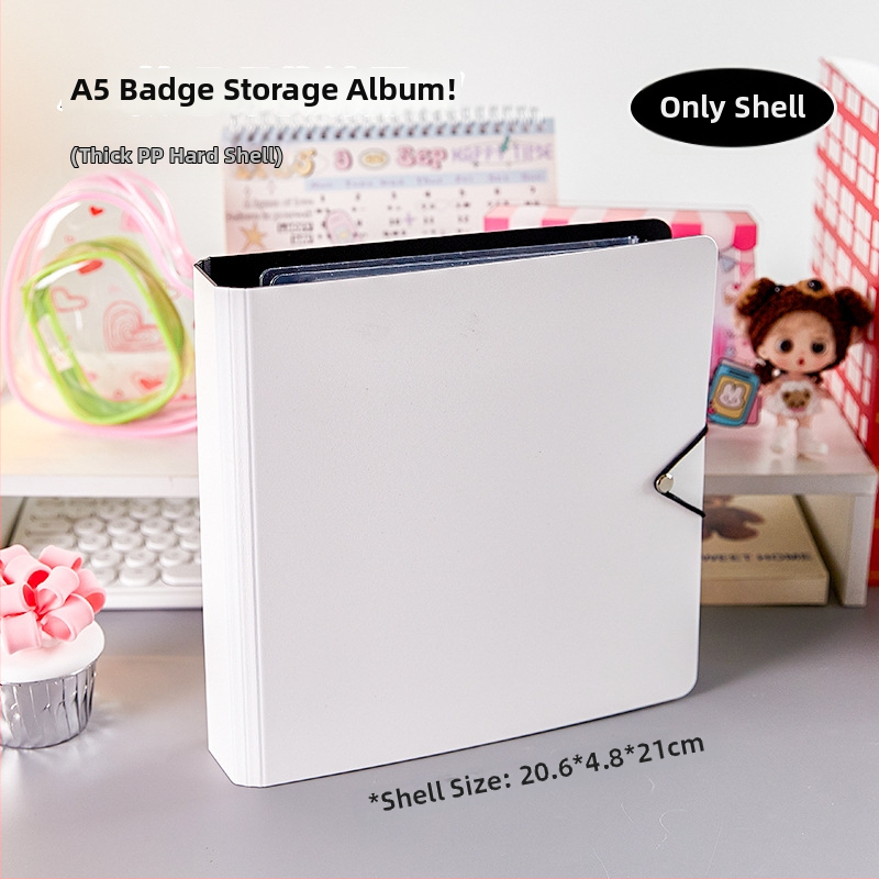 Akrilový stolný vystavovací binder na odznaky, priehľadný, prachotesný, veľký objem, PP kryt, voľný listový štýl, 1 vnútorná strana