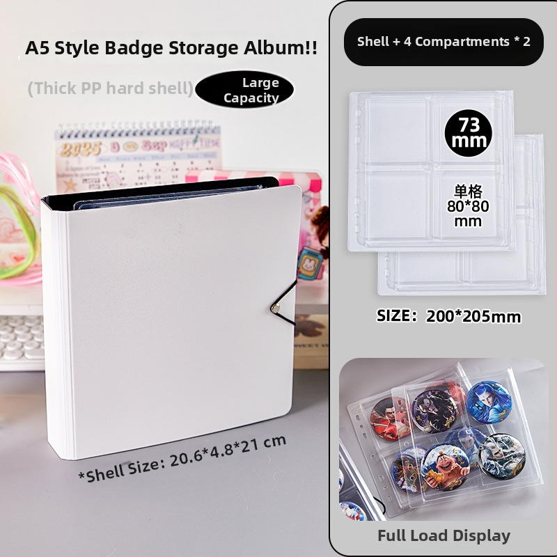 Akrilový stolný vystavovací binder na odznaky, priehľadný, prachotesný, veľký objem, PP kryt, voľný listový štýl, 1 vnútorná strana