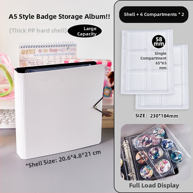 Akrilový stolný vystavovací binder na odznaky, priehľadný, prachotesný, veľký objem, PP kryt, voľný listový štýl, 1 vnútorná strana