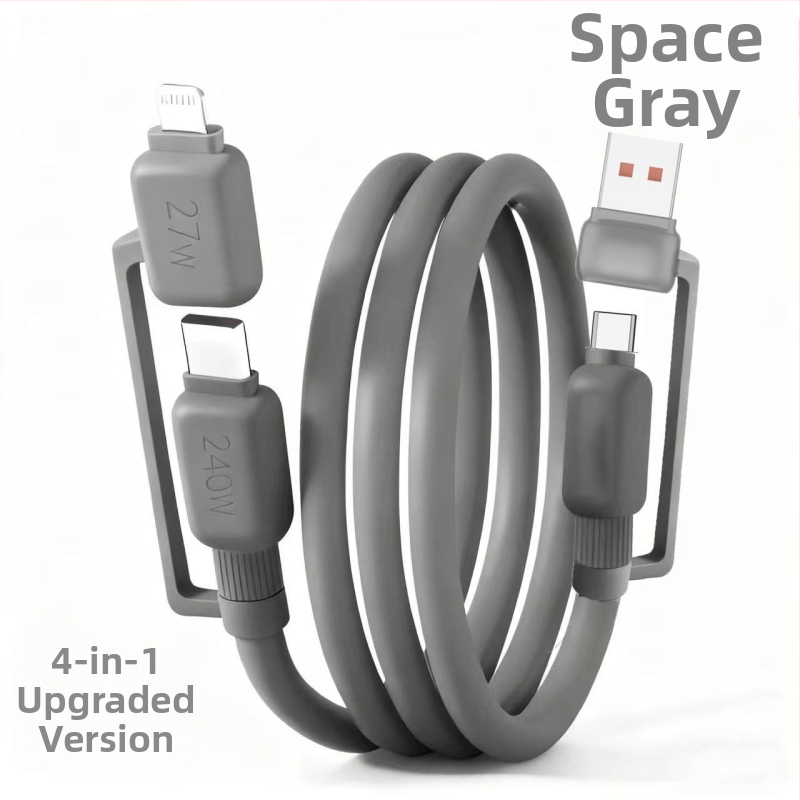 Καλώδιο δεδομένων γρήγορης φόρτισης 4 σε 1 με Lightning, USB 3.0 και Type-C – 120W, συμβατό με QC