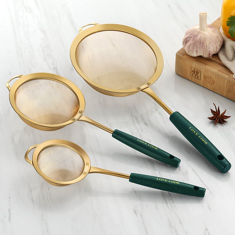 Sită de bucătărie din oțel inoxidabil 304 – antiderapant, logo personalizat, personalizare disponibilă, stil lux ușor