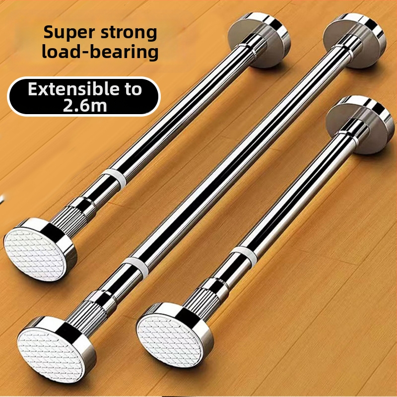 Nerezová oceľová výsuvná tyč na sušenie oblečenia — bez vŕtania, na balkón a kúpeľňu, aj ako tyč na závesy