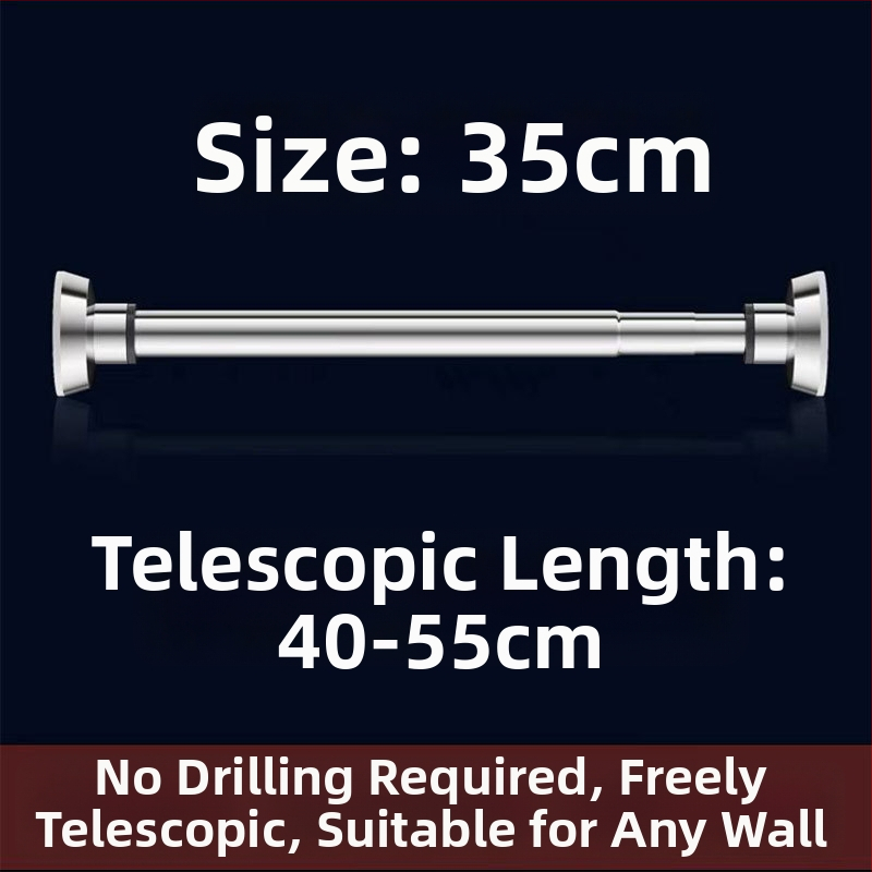 Nerezová oceľová výsuvná tyč na sušenie oblečenia — bez vŕtania, na balkón a kúpeľňu, aj ako tyč na závesy