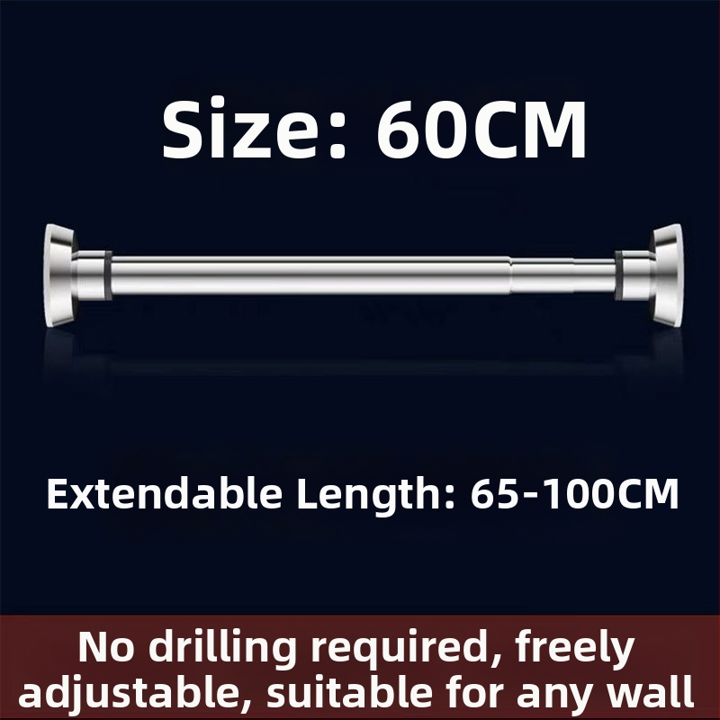 Nerezová oceľová výsuvná tyč na sušenie oblečenia — bez vŕtania, na balkón a kúpeľňu, aj ako tyč na závesy
