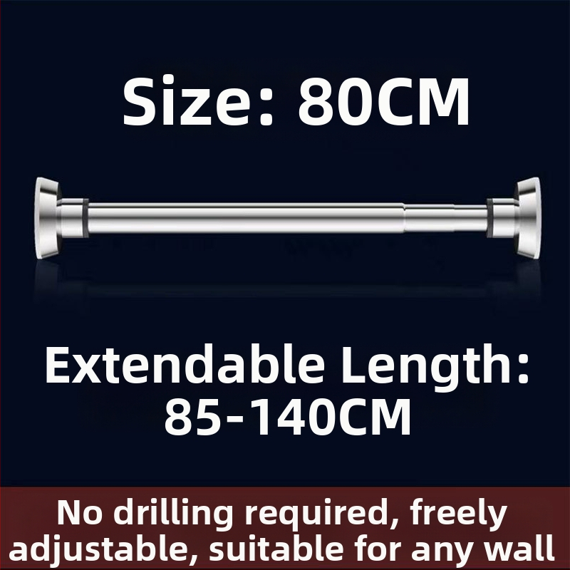 Nerezová oceľová výsuvná tyč na sušenie oblečenia — bez vŕtania, na balkón a kúpeľňu, aj ako tyč na závesy