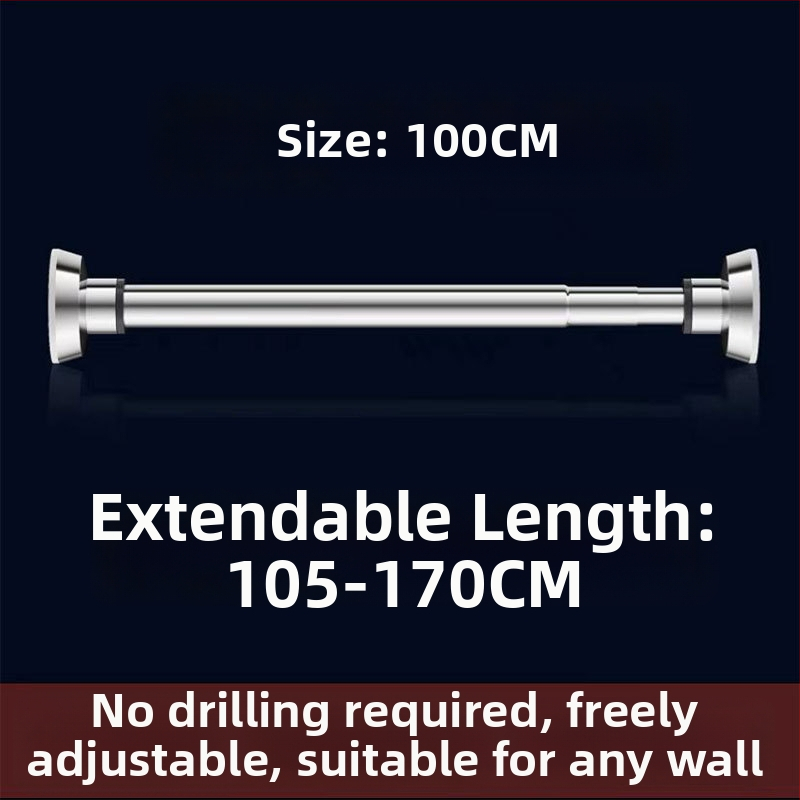 Nerezová oceľová výsuvná tyč na sušenie oblečenia — bez vŕtania, na balkón a kúpeľňu, aj ako tyč na závesy