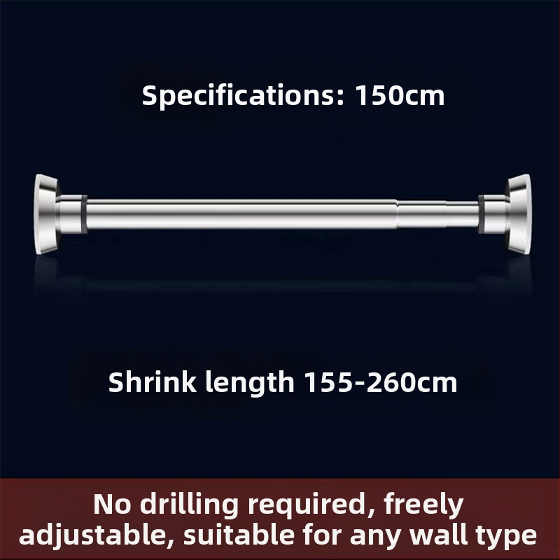 Nerezová oceľová výsuvná tyč na sušenie oblečenia — bez vŕtania, na balkón a kúpeľňu, aj ako tyč na závesy