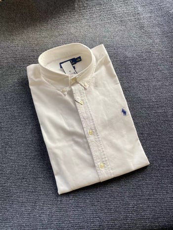 60s 100% βαμβάκι Oxford πουκάμισο, πλυμένο ύφασμα και βαφή, κεντημένα στοιχεία, μακριά μανίκια, γιακά με κουμπί