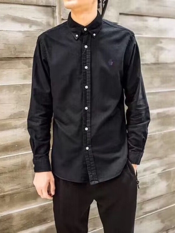 60s 100% βαμβάκι Oxford πουκάμισο, πλυμένο ύφασμα και βαφή, κεντημένα στοιχεία, μακριά μανίκια, γιακά με κουμπί