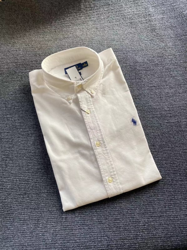 60s 100% βαμβάκι Oxford πουκάμισο, πλυμένο ύφασμα και βαφή, κεντημένα στοιχεία, μακριά μανίκια, γιακά με κουμπί