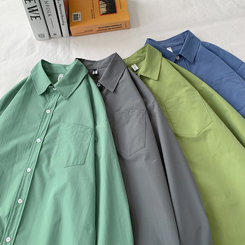 Πουκάμισο, Καρντγκάν σε κορεατικό στυλ, μακριά μανίκια, τετράγωνη λαιμόκοψη, μονόχρωμο σχέδιο, πολυεστέρας 80%