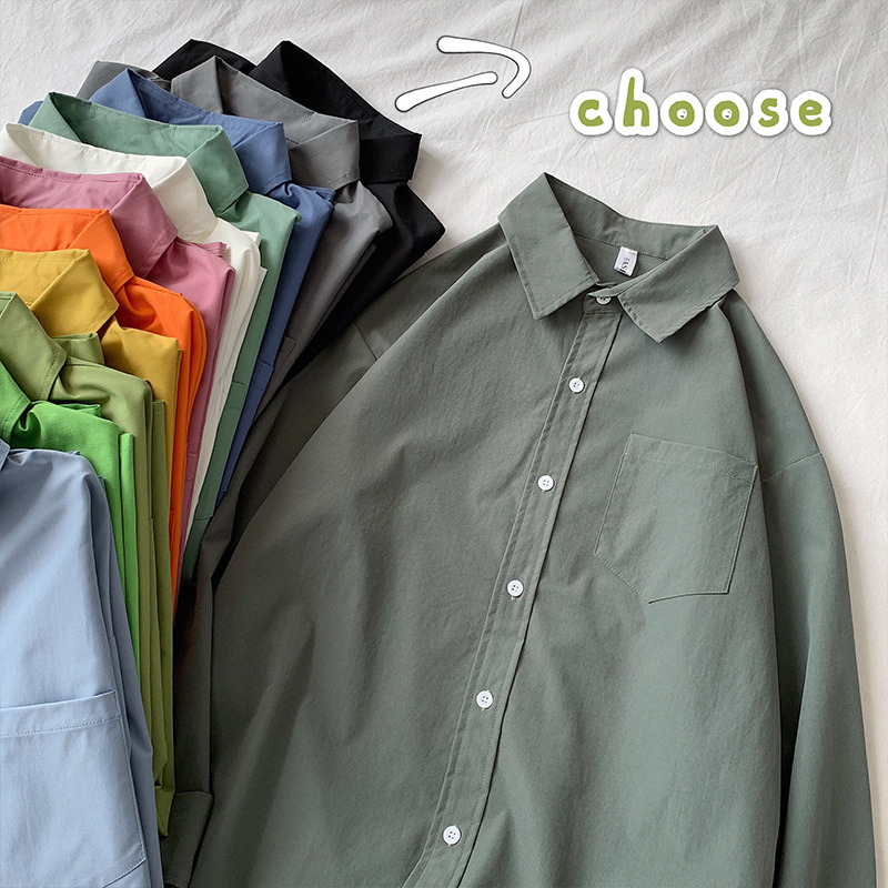 Πουκάμισο, Καρντγκάν σε κορεατικό στυλ, μακριά μανίκια, τετράγωνη λαιμόκοψη, μονόχρωμο σχέδιο, πολυεστέρας 80%