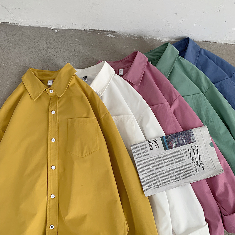 Πουκάμισο, Καρντγκάν σε κορεατικό στυλ, μακριά μανίκια, τετράγωνη λαιμόκοψη, μονόχρωμο σχέδιο, πολυεστέρας 80%