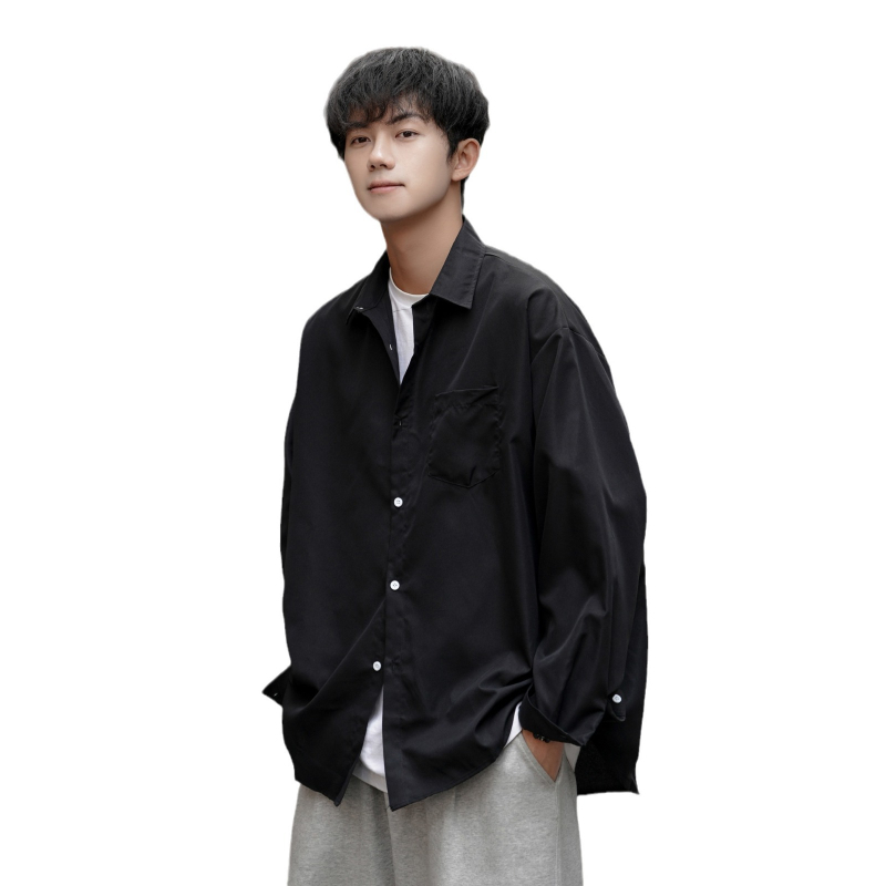 Πουκάμισο, Καρντγκάν σε κορεατικό στυλ, μακριά μανίκια, τετράγωνη λαιμόκοψη, μονόχρωμο σχέδιο, πολυεστέρας 80%