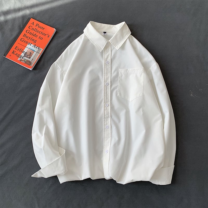 Πουκάμισο, Καρντγκάν σε κορεατικό στυλ, μακριά μανίκια, τετράγωνη λαιμόκοψη, μονόχρωμο σχέδιο, πολυεστέρας 80%