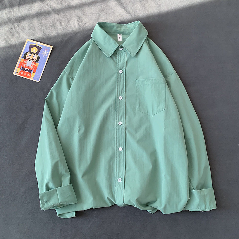 Πουκάμισο, Καρντγκάν σε κορεατικό στυλ, μακριά μανίκια, τετράγωνη λαιμόκοψη, μονόχρωμο σχέδιο, πολυεστέρας 80%