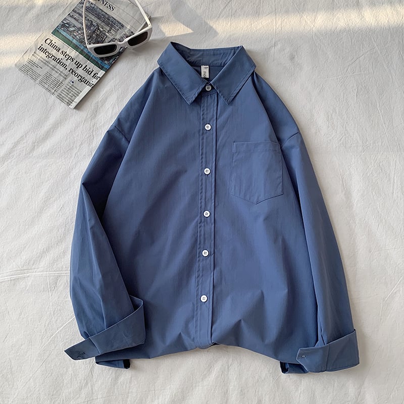 Πουκάμισο, Καρντγκάν σε κορεατικό στυλ, μακριά μανίκια, τετράγωνη λαιμόκοψη, μονόχρωμο σχέδιο, πολυεστέρας 80%