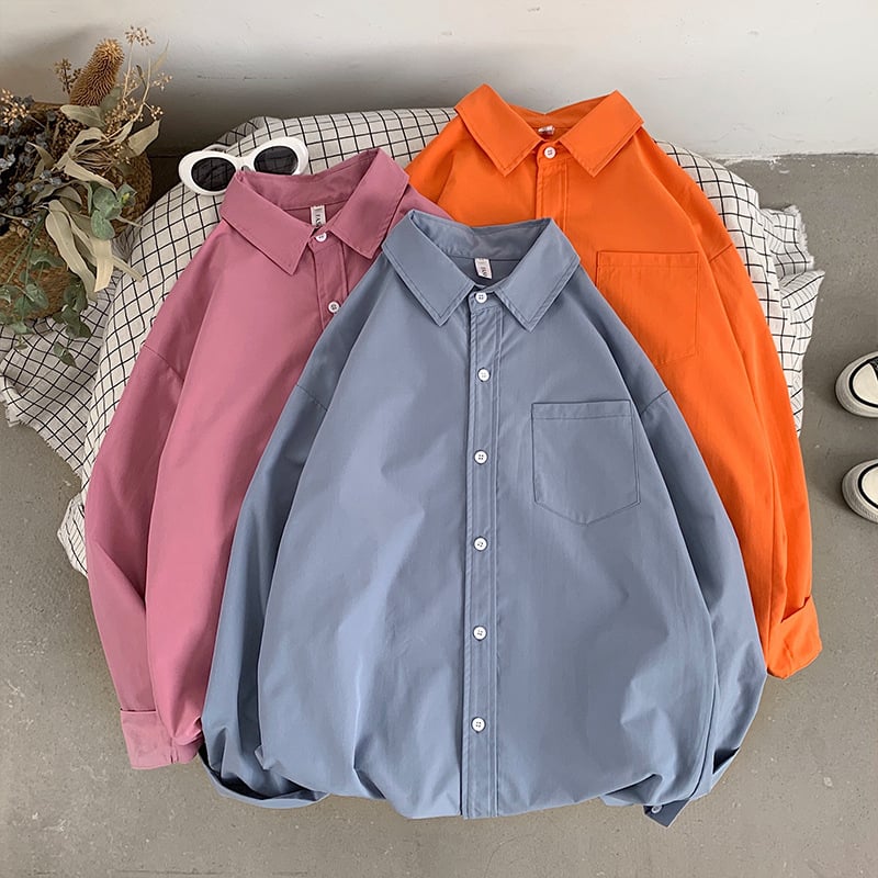 Πουκάμισο, Καρντγκάν σε κορεατικό στυλ, μακριά μανίκια, τετράγωνη λαιμόκοψη, μονόχρωμο σχέδιο, πολυεστέρας 80%