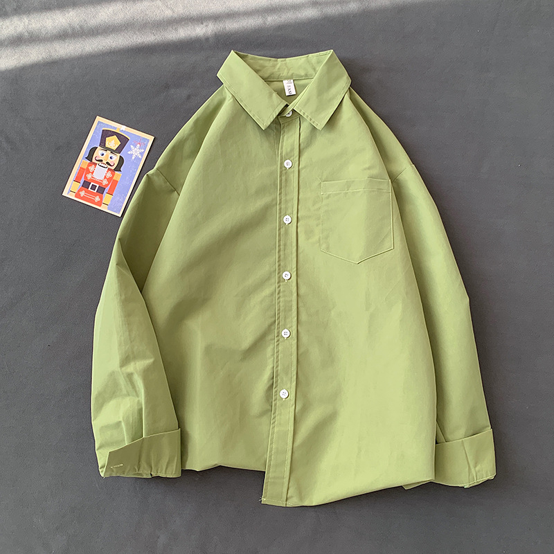 Πουκάμισο, Καρντγκάν σε κορεατικό στυλ, μακριά μανίκια, τετράγωνη λαιμόκοψη, μονόχρωμο σχέδιο, πολυεστέρας 80%