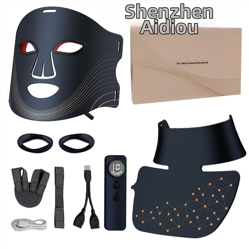 Photon LED zariadenie na tvár a krk — silikónová maska, batéria 1200–2000 mAh, IPX4 vodotesnosť, farebná fototerapia svetlom
