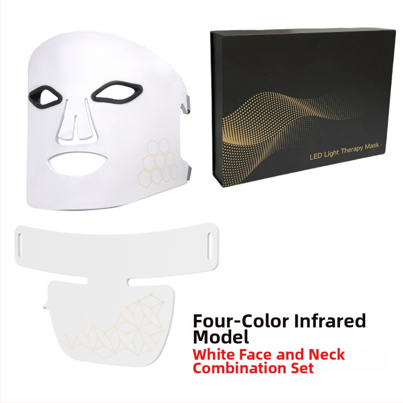 Photon LED zariadenie na tvár a krk — silikónová maska, batéria 1200–2000 mAh, IPX4 vodotesnosť, farebná fototerapia svetlom