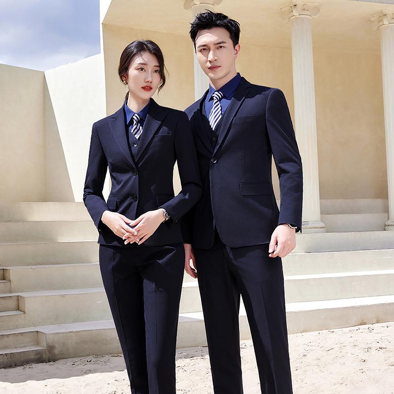 Unisex επιχειρηματικό επίσημο κοστούμι με δύο κουμπιά σε σειρά, τετρακατεύθυνση ελαστικό ύφασμα, πέτο με ακονισμένο άκρο, στενή γραμμή, ύφασμα μίμησης μαλλιού με 30% βισκόζη