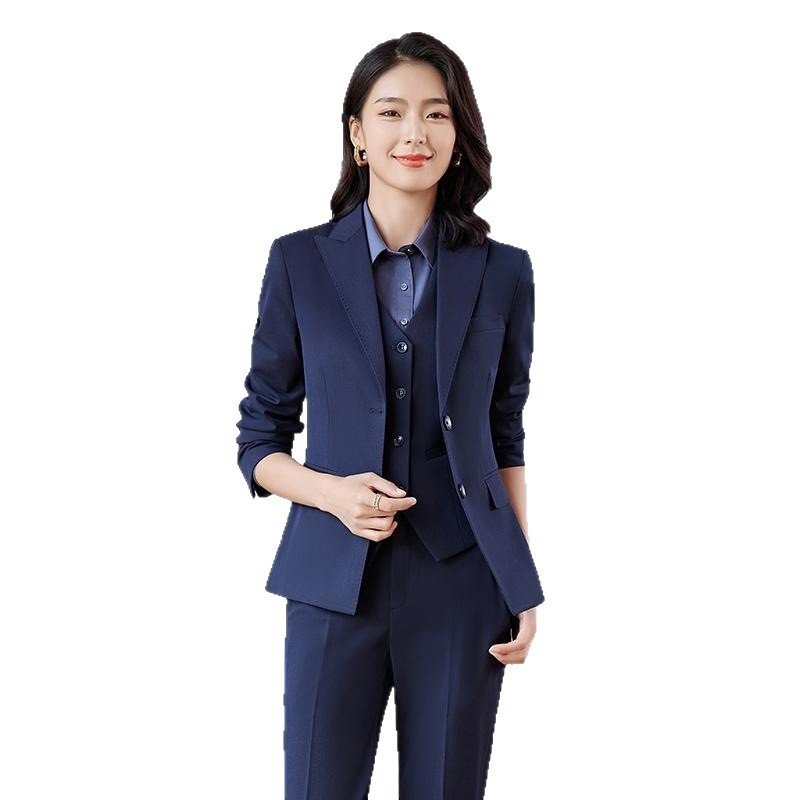 Unisex επιχειρηματικό επίσημο κοστούμι με δύο κουμπιά σε σειρά, τετρακατεύθυνση ελαστικό ύφασμα, πέτο με ακονισμένο άκρο, στενή γραμμή, ύφασμα μίμησης μαλλιού με 30% βισκόζη