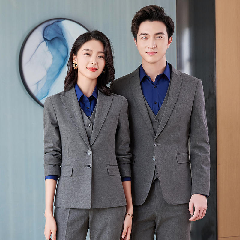 Unisex επιχειρηματικό επίσημο κοστούμι με δύο κουμπιά σε σειρά, τετρακατεύθυνση ελαστικό ύφασμα, πέτο με ακονισμένο άκρο, στενή γραμμή, ύφασμα μίμησης μαλλιού με 30% βισκόζη