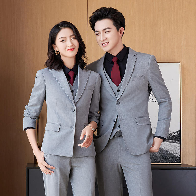 Unisex επιχειρηματικό επίσημο κοστούμι με δύο κουμπιά σε σειρά, τετρακατεύθυνση ελαστικό ύφασμα, πέτο με ακονισμένο άκρο, στενή γραμμή, ύφασμα μίμησης μαλλιού με 30% βισκόζη