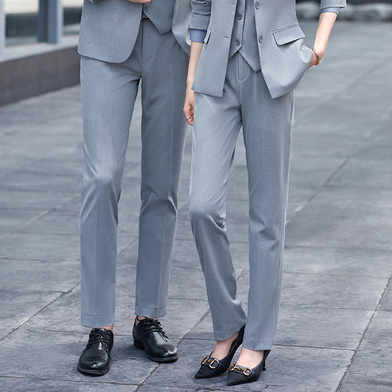 Unisex επιχειρηματικό επίσημο κοστούμι με δύο κουμπιά σε σειρά, τετρακατεύθυνση ελαστικό ύφασμα, πέτο με ακονισμένο άκρο, στενή γραμμή, ύφασμα μίμησης μαλλιού με 30% βισκόζη