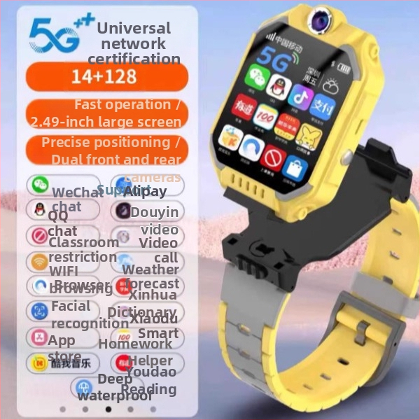 Παιδικό 5G ρολόι-τηλέφωνο με πλήρες δίκτυο, διπλή 2MP κάμερα, GPS, 128GB αποθήκευση, HD βιντεοκλήσεις