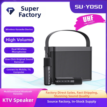 SU-YOSD Prijenosni Bluetooth karaoke zvučnik s ugrađenim mikrofonom, 15W, Bluetooth 5.0, 100Hz-20kHz, SNR ≥85 dB