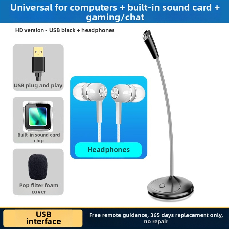 USB stolni mikrofon za računalo, omnidirkijski način snimanja, SNR ≥70 dB, dinamična zavojnica, bez ugrađene baterije