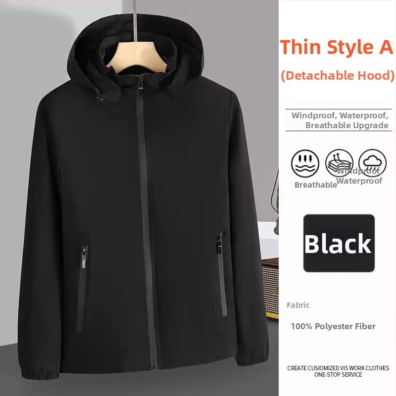 Palton cu glugă, guler înalt, fermoar frontal, croială lejeră, pentru toate anotimpurile, țesătură din amestec de poliester