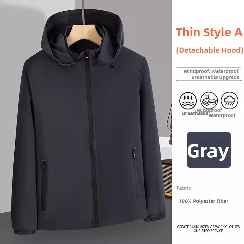 Palton cu glugă, guler înalt, fermoar frontal, croială lejeră, pentru toate anotimpurile, țesătură din amestec de poliester