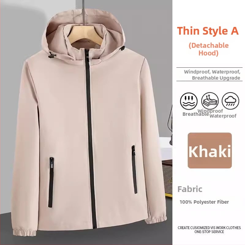 Palton cu glugă, guler înalt, fermoar frontal, croială lejeră, pentru toate anotimpurile, țesătură din amestec de poliester