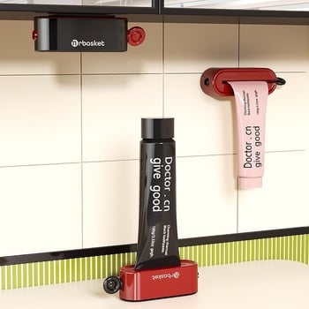 Магнитен диспенсер за паста за зъби за монтиране под огледало, стенен държач за паста за зъби, изцеждане на паста за зъби, почистващ гел за лице и крем за ръце