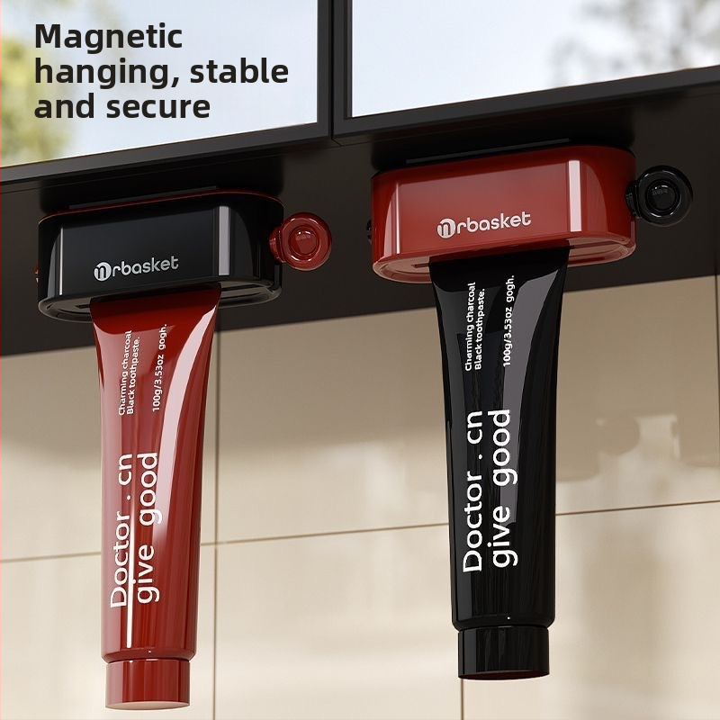 Magnetický dávkovač zubnej pasty na stenu pod zrkadlom, nástenný dávkovač na pastu, čistiaci prostriedok na tvár a krém na ruky