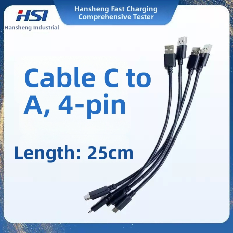 Kábel C–C s ôsmymi vláknami, testovací kábel USB-A– USB-C, kompatibilný s Hansheng GTI60XX rýchlonabíjacím testerom