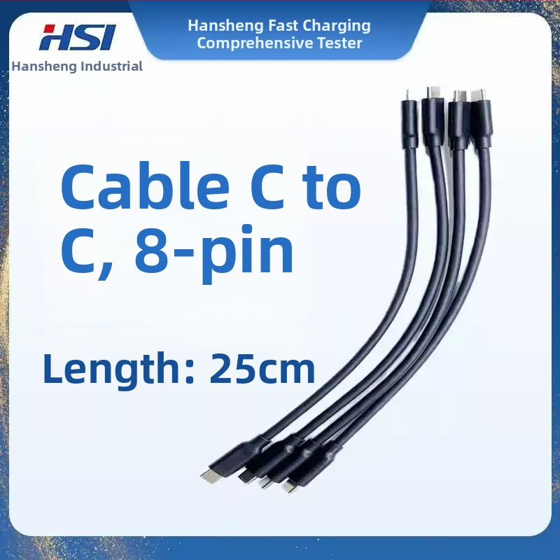 Kábel C–C s ôsmymi vláknami, testovací kábel USB-A– USB-C, kompatibilný s Hansheng GTI60XX rýchlonabíjacím testerom