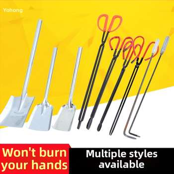 Xiangsu Sada nástrojov pre piecku na uhlie — hák na oheň, kliešte na oheň, lopatka na uhlie, spony na uhlie na gril; štvorcový tvar, univerzálny štýl