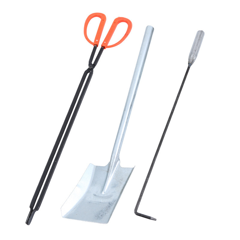 Σετ εργαλείων για σόμπα με κάρβουνο Xiangsu — άγκιστρο φωτιάς, λαβίδες φωτιάς, φτυάρι κάρβουνου, κλιπ μπάρμπεκιου κάρβουνου; τετράγωνο σχήμα, καθολικό στυλ