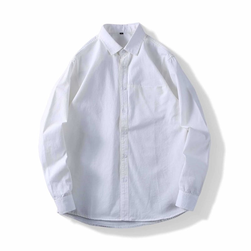 Αντρικό πουκάμισo με μακριά μανίκια, 100% βαμβάκι, για όλες τις εποχές, casual με γιάκατύ τύπου πέτο, λεπτομέρεια τσέπης