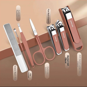 Σετ εργαλείων περιποίησης νυχιών με αντι-εκτόξευση, επίπεδες οξείες λεπίδες, φορητό θήκη (υλικά: γυαλί, ανοξείδωτος χάλυβας, χάλυβας άνθρακα; καθαρό βάρος 144 g)