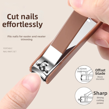 Σετ εργαλείων περιποίησης νυχιών με αντι-εκτόξευση, επίπεδες οξείες λεπίδες, φορητό θήκη (υλικά: γυαλί, ανοξείδωτος χάλυβας, χάλυβας άνθρακα; καθαρό βάρος 144 g)