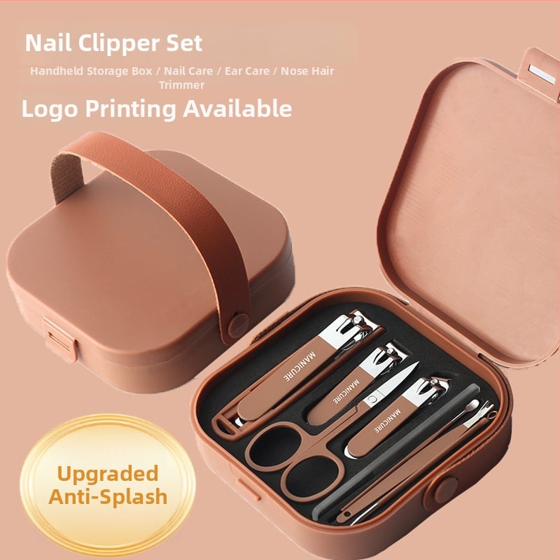 Σετ εργαλείων περιποίησης νυχιών με αντι-εκτόξευση, επίπεδες οξείες λεπίδες, φορητό θήκη (υλικά: γυαλί, ανοξείδωτος χάλυβας, χάλυβας άνθρακα; καθαρό βάρος 144 g)